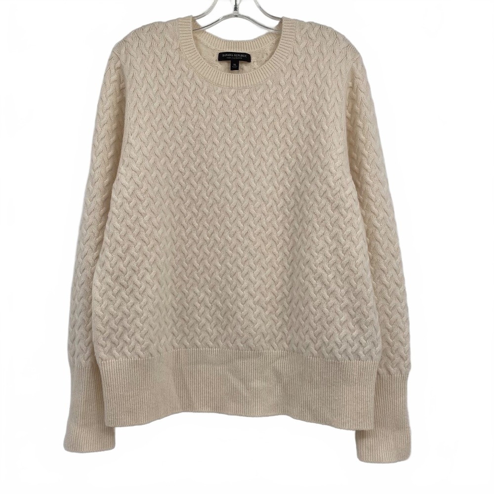 Banana Republic Cream Cashmere Cable Knit Pullover | Women XL